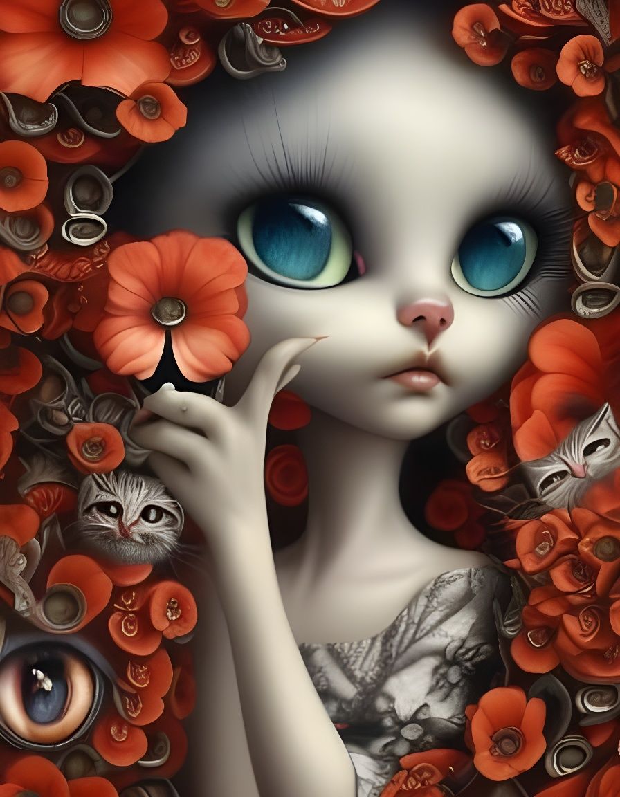 Kittens in Poppies - AI Generated Artwork - NightCafe Creator