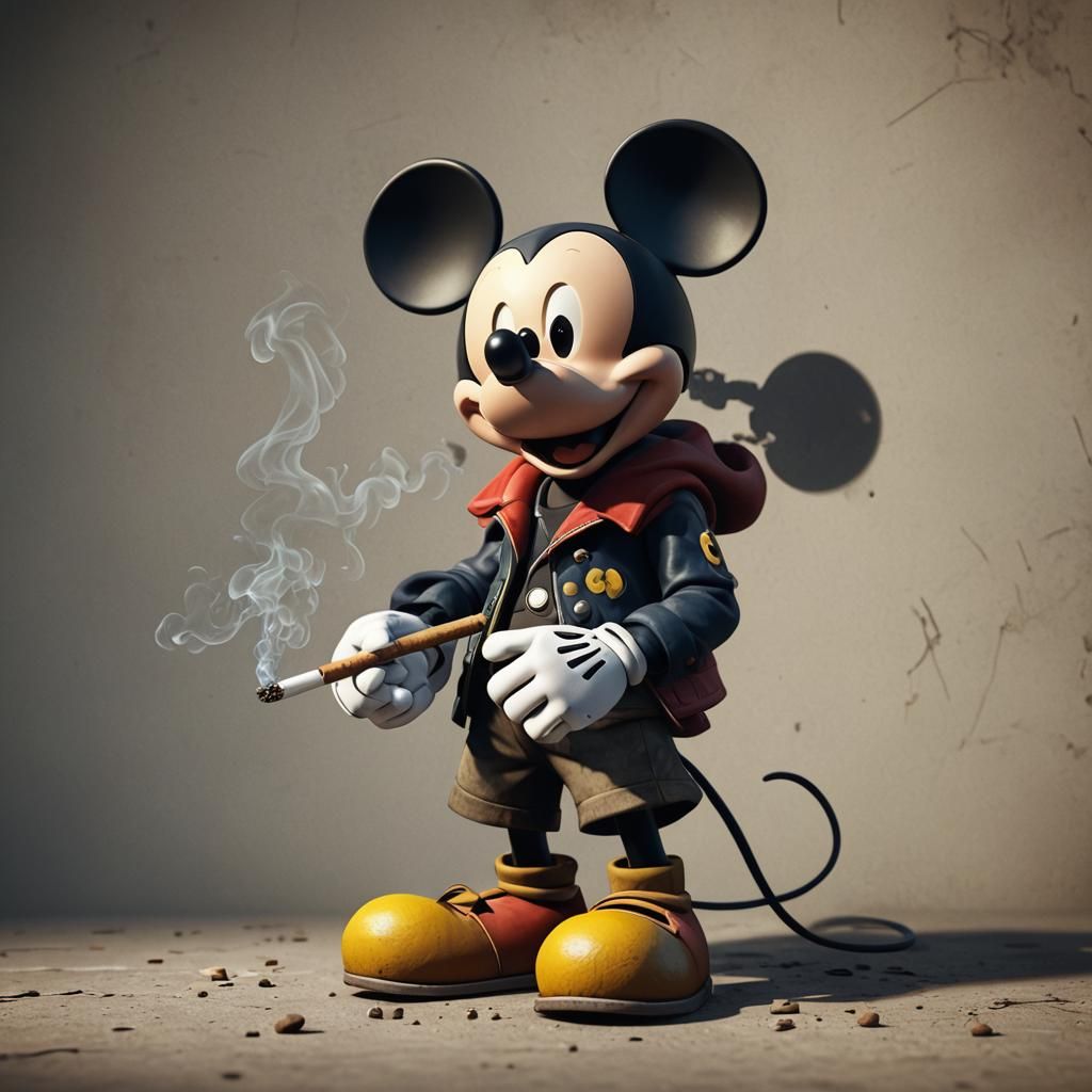 mickey mouse smoking a joint - AI Generated Artwork - NightCafe Creator