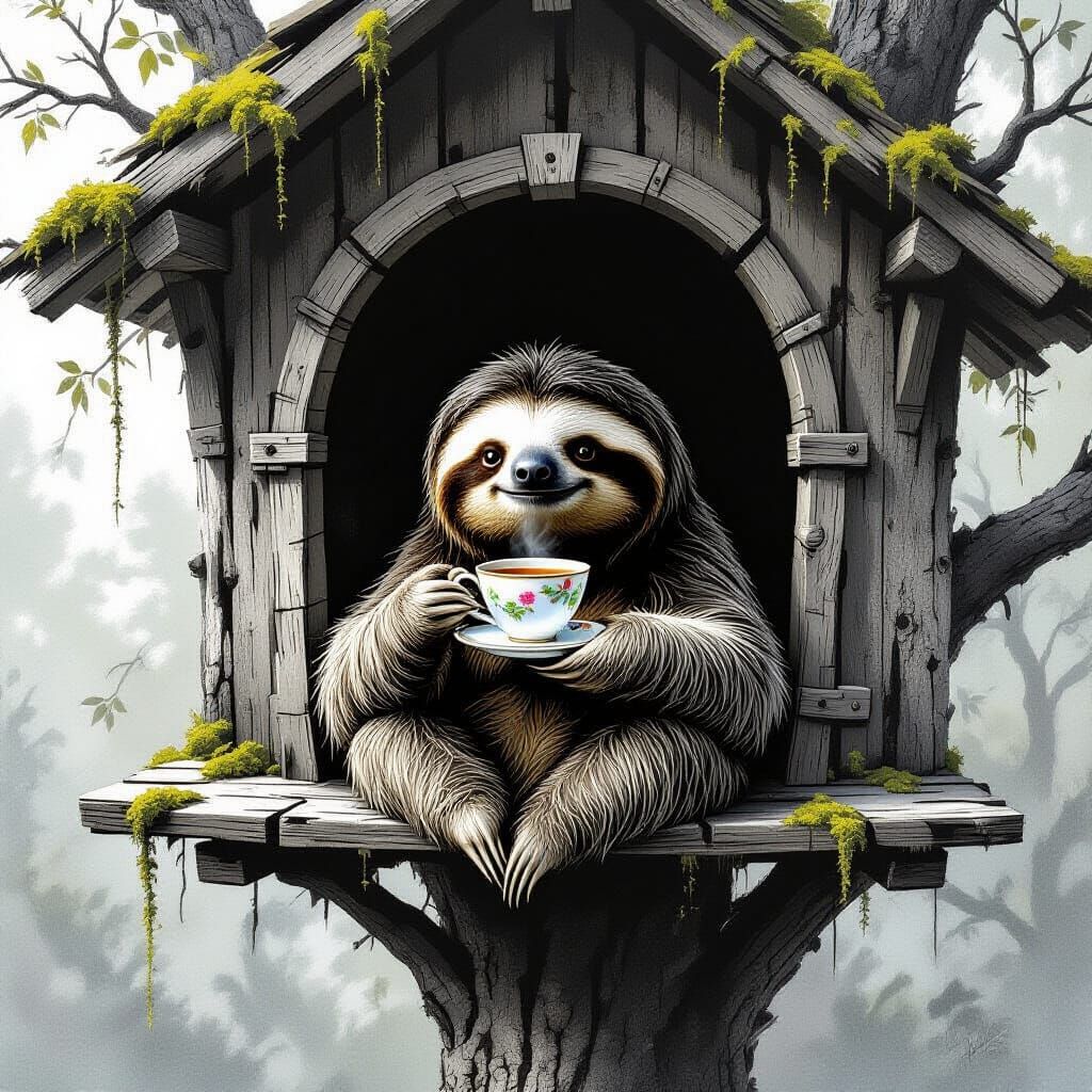 Enjoying a cup of tea 