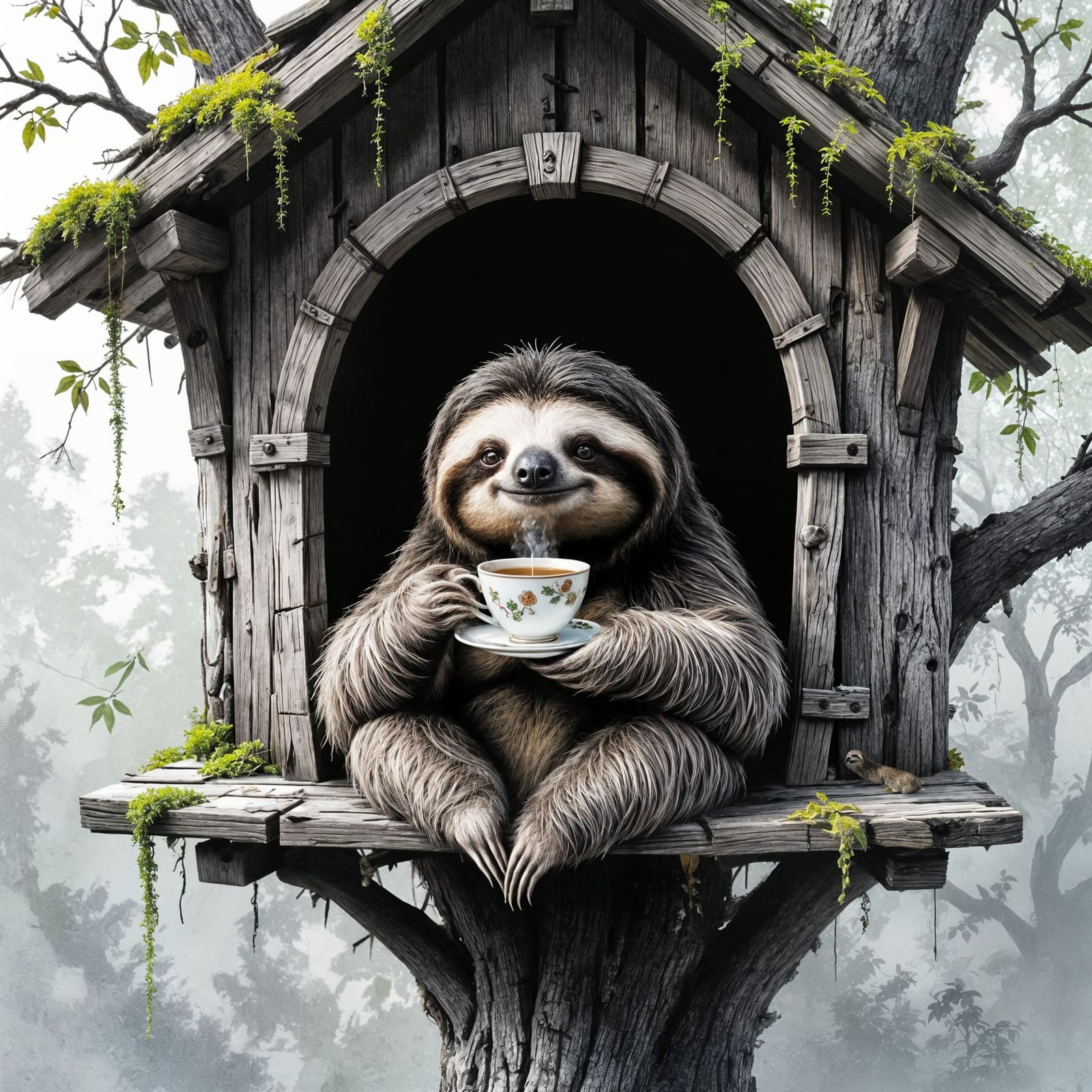 Enjoying a cup of tea   by @Mumbai AI