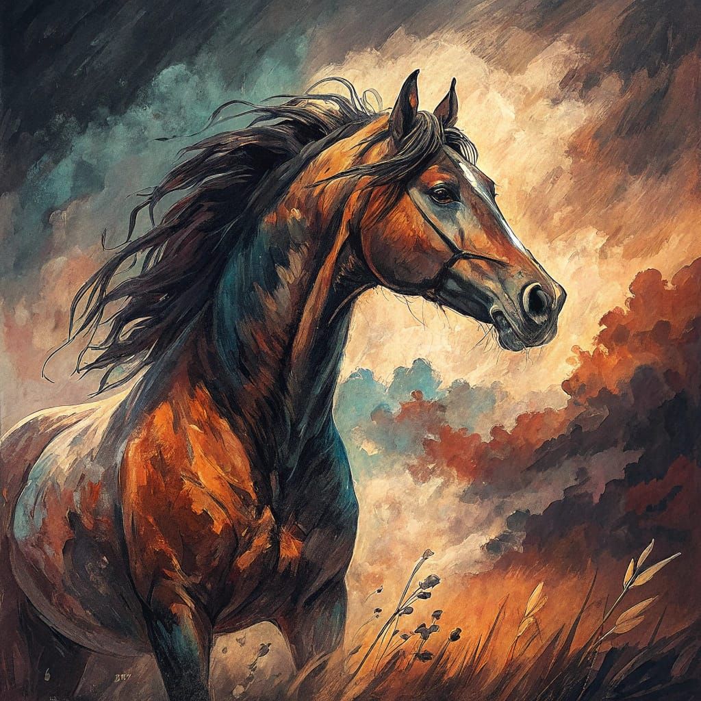 oil painting horse  by @Horses