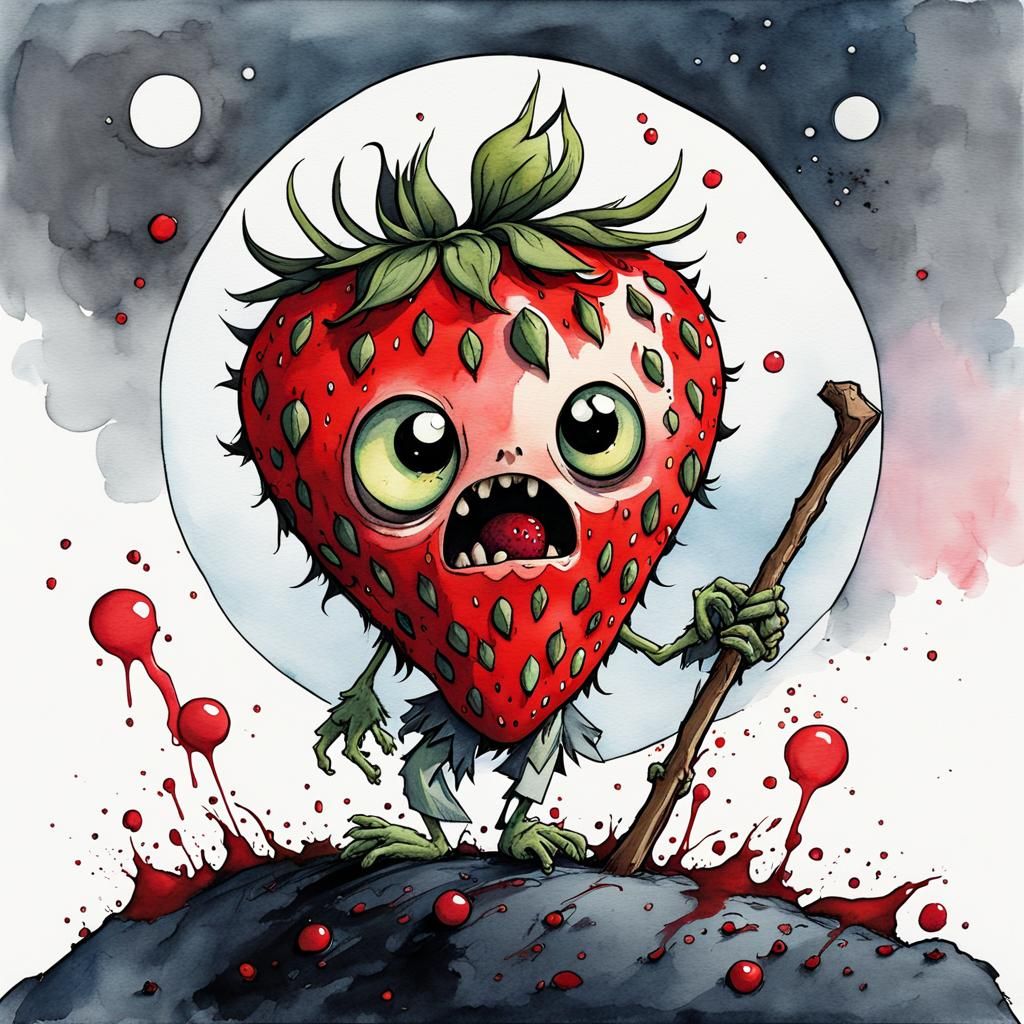 Zombie Strawberry AI Generated Artwork NightCafe Creator
