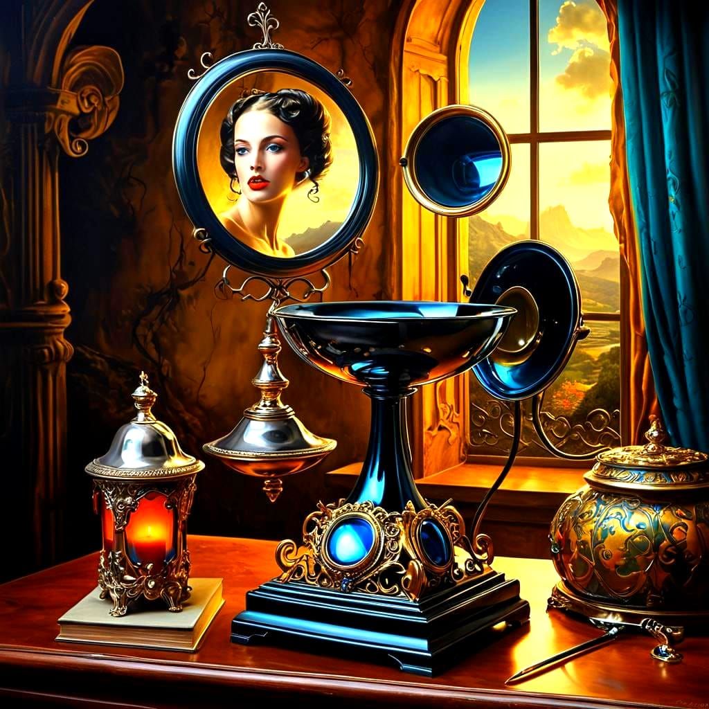 Surrealistic Lady in Dreamlike Fantasy Landscape