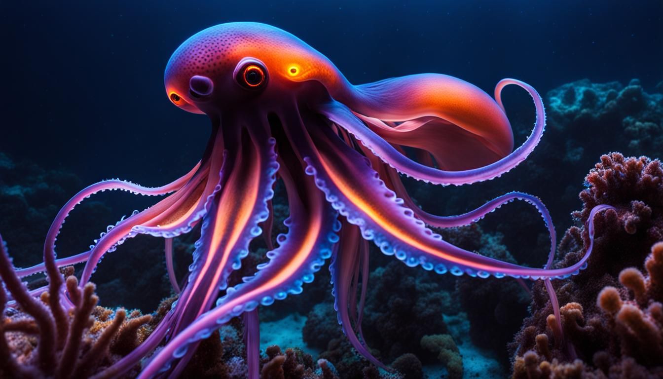  bioluminescent ink squid  by @moowokuorn