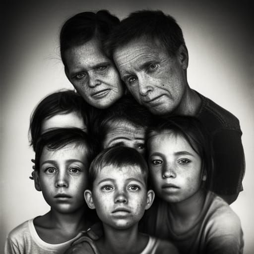 one hundred people standing together in a group family photo...
