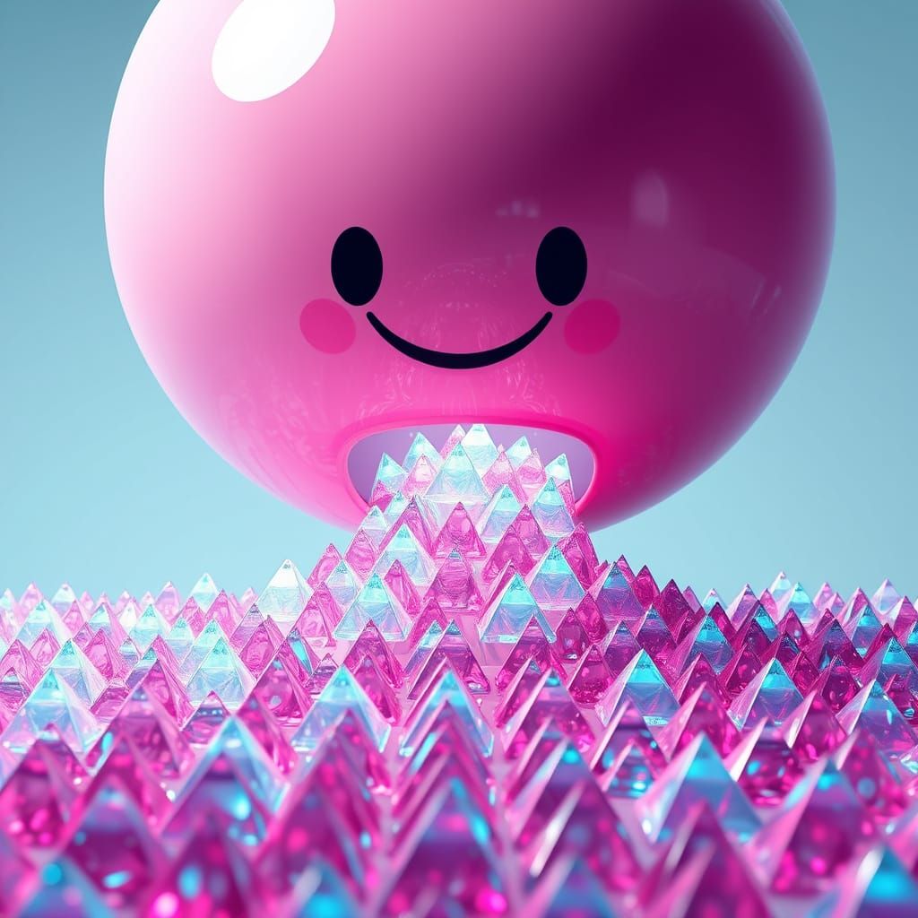 Glowing Plastic Pyramid Erupts in a Field of Translucent Won...