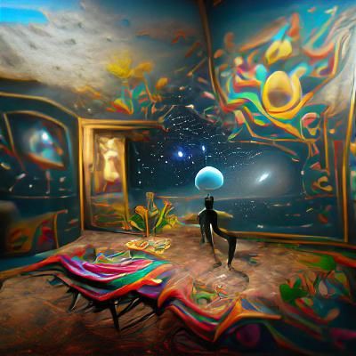 Casa espeluznante 8k resolution holographic astral cosmic illustration