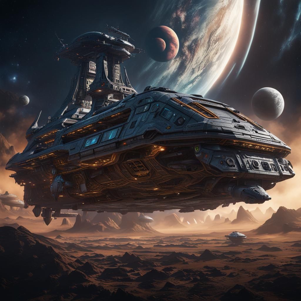 alien scavenger ship in space