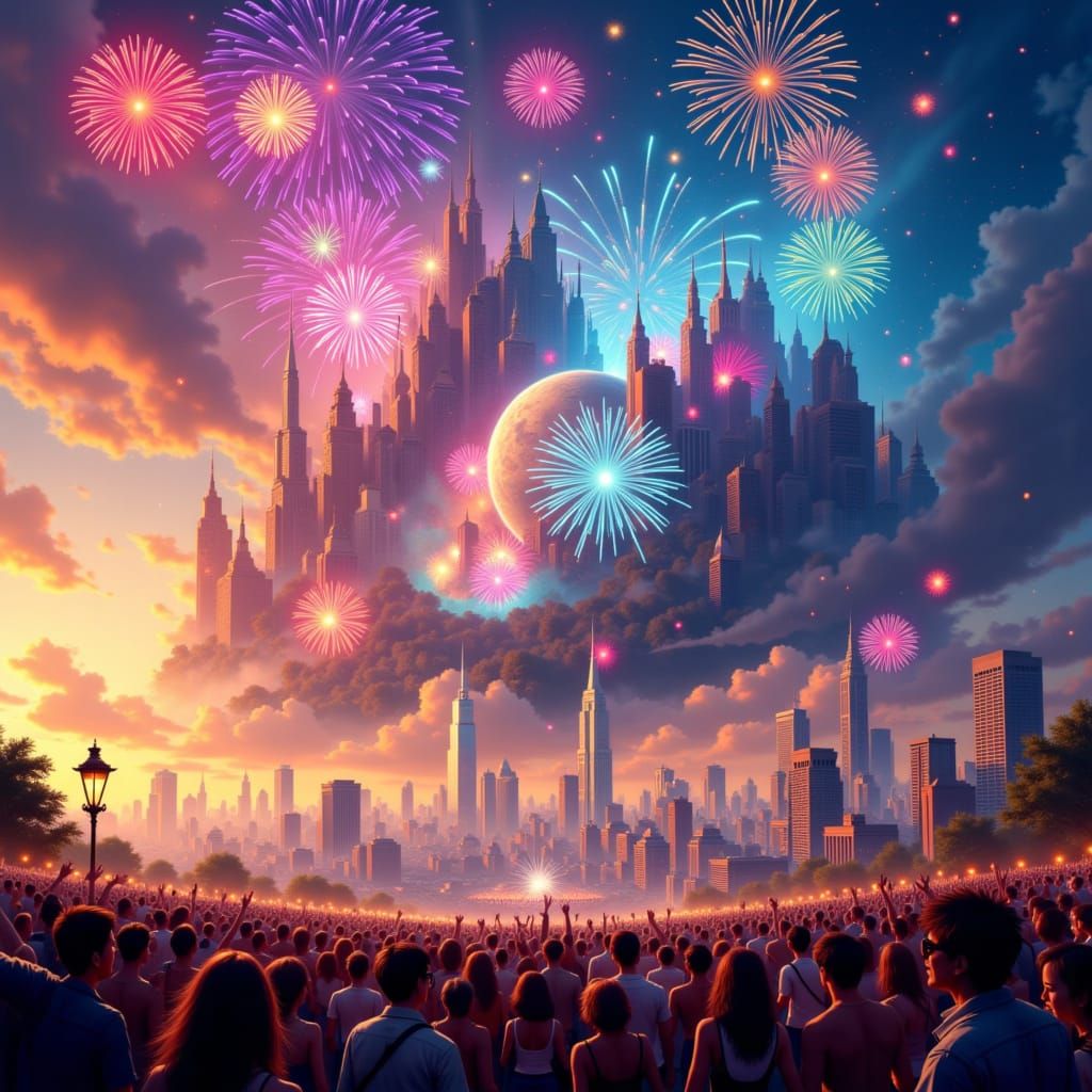 <lora:Firework Spectacular:1.0> for "Easter 2026" detailed matte painting, deep color, fantastical, intricate detail, splash screen, complem...