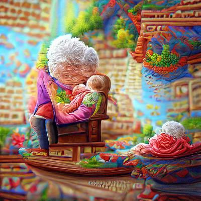 A grandmother's love 8K 3D detailed painting beautiful detai...