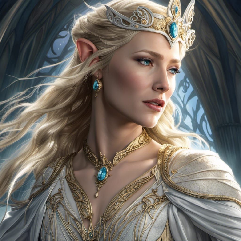 Lady Galadriel, blue eyes - AI Generated Artwork - NightCafe Creator