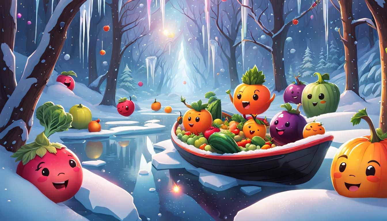 Funny adventures with chibi fruits and vegetables in a froze...