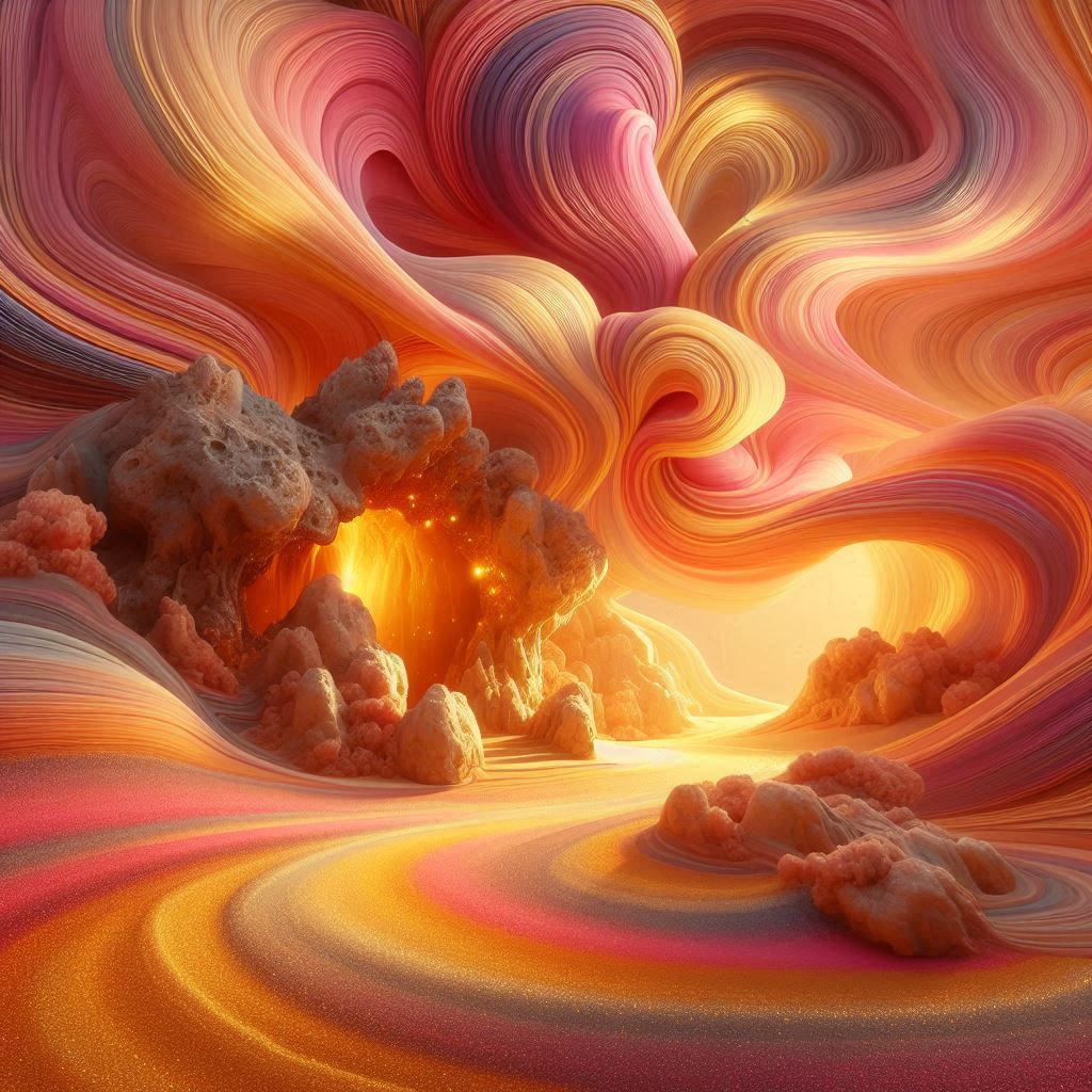 Fantasy desert and a cave