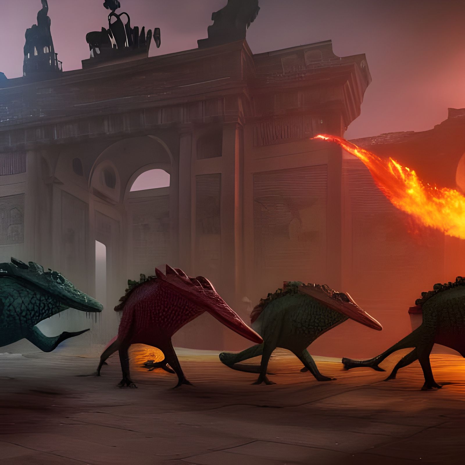Alligators attacking the Berlin Wall
