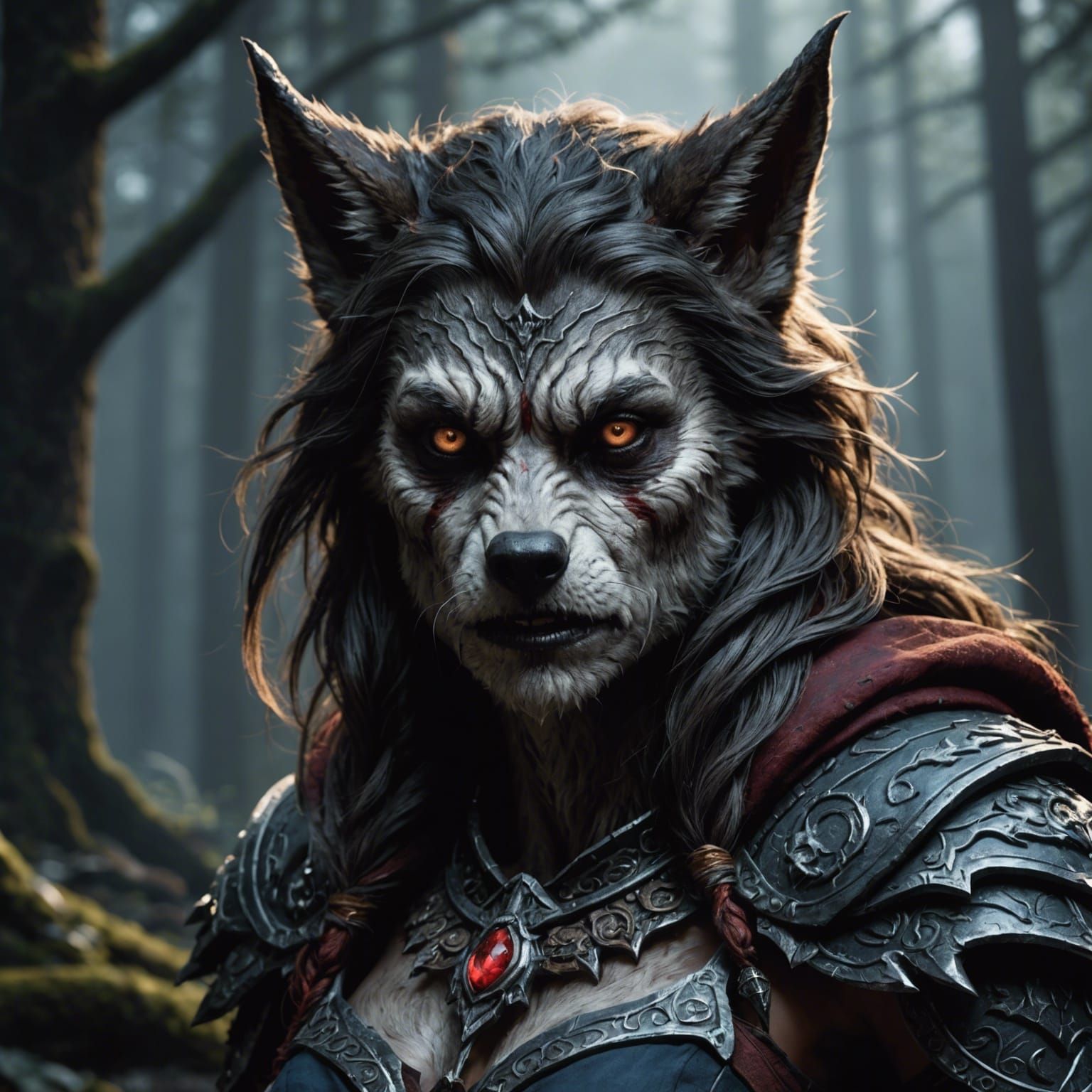 Female, Werewolf, Face