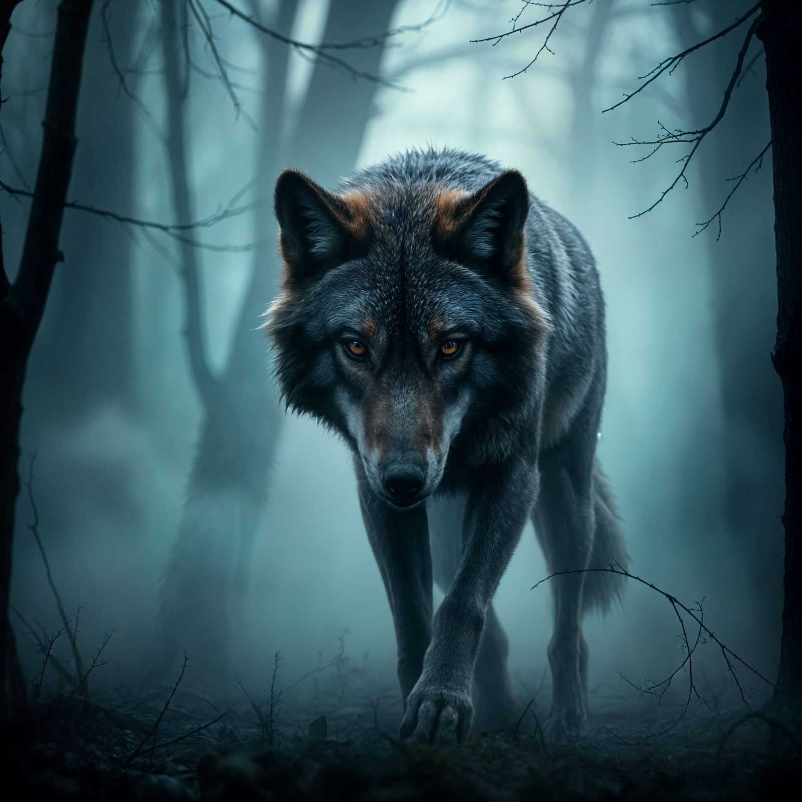 Misty fantasy wolf art  by @JenG