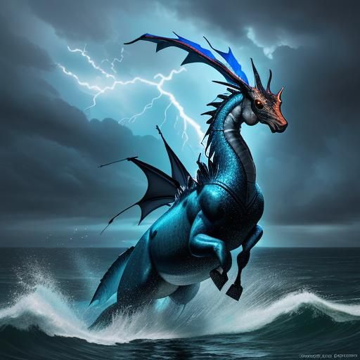 Blue mythical dragon 