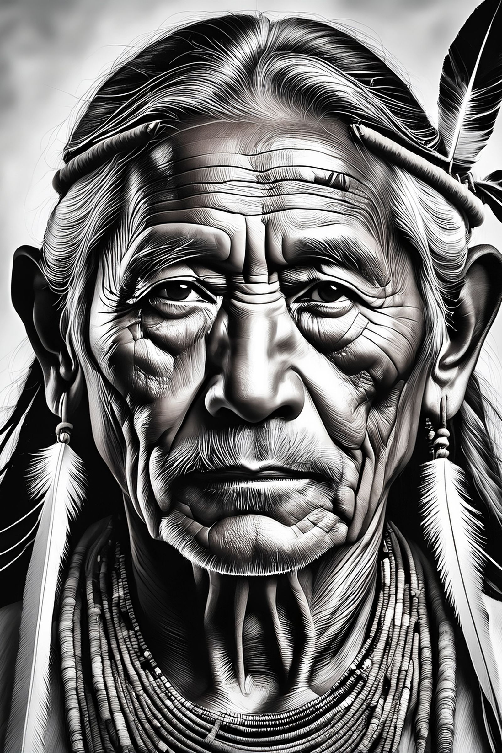 An elderly Native American chief