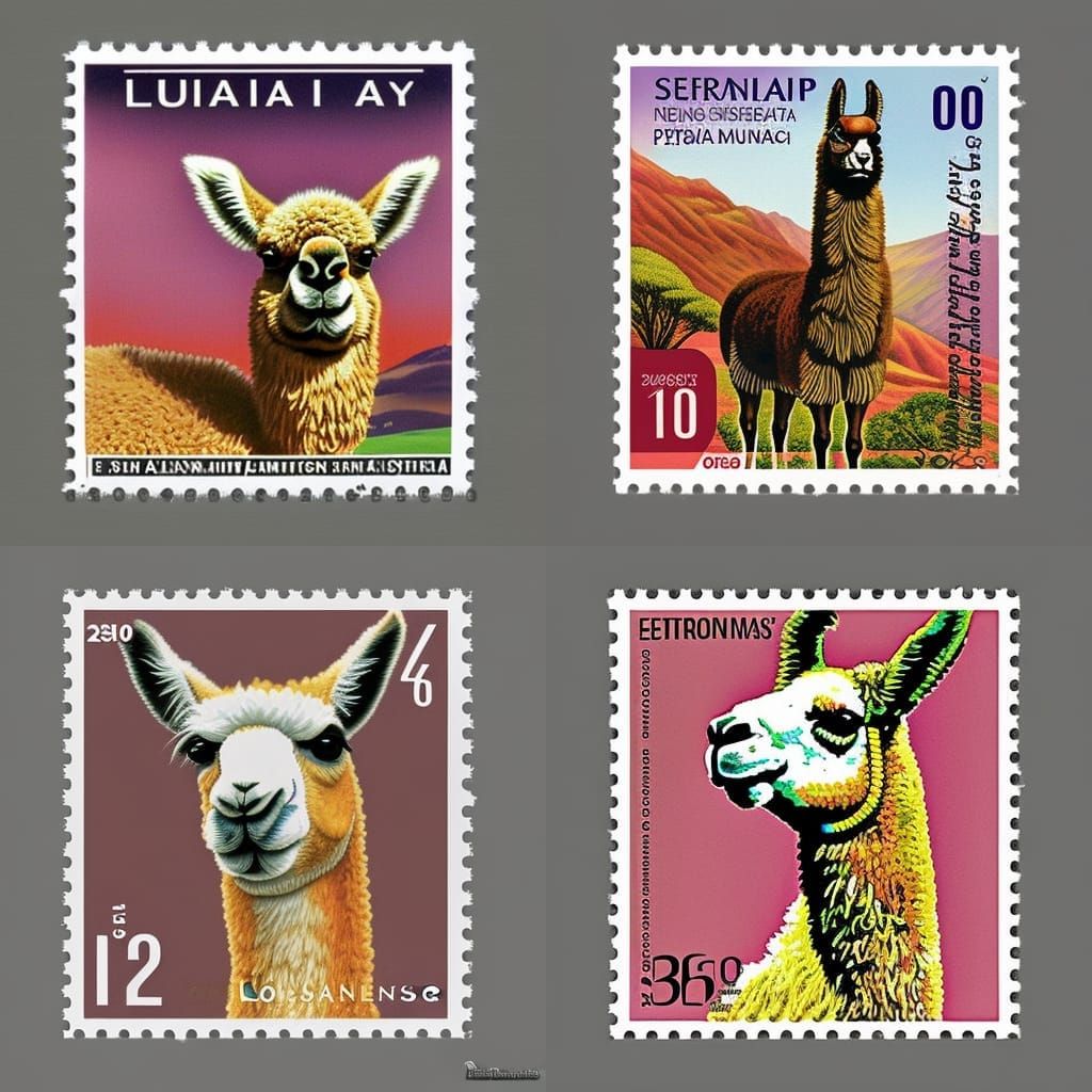 Peruvian postage stamp collection, Llama Alpaca Llama   by @BinaryDragon