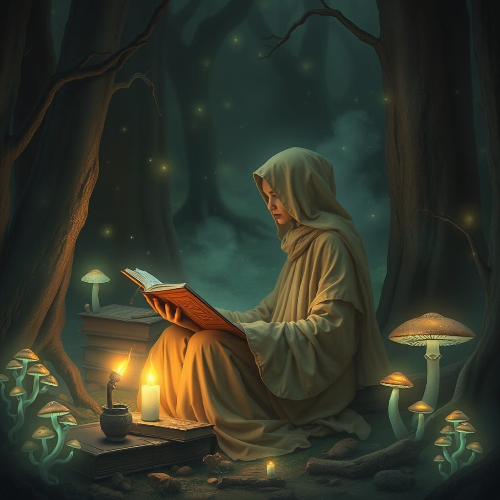 Ethereal Mystic in Ancient Forest, in Futuristic Mystical St...