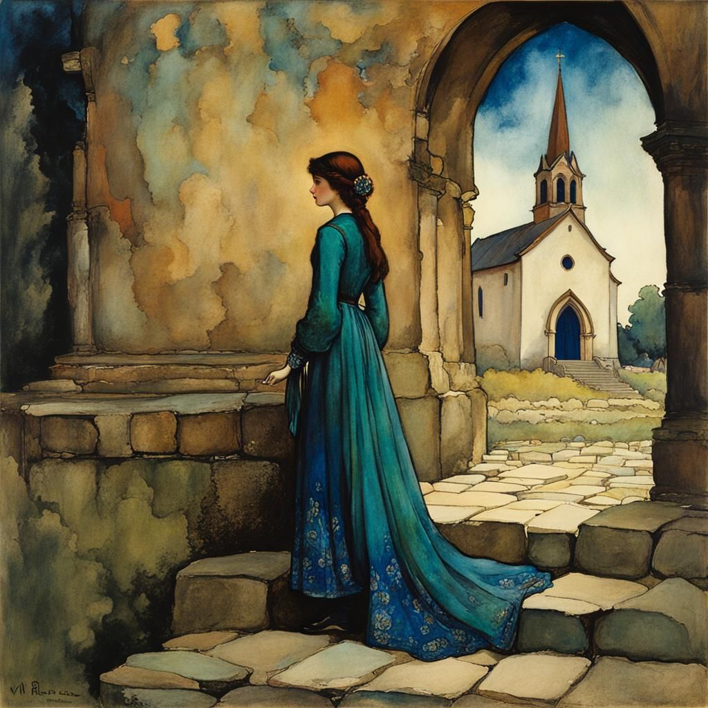 Girl near the church