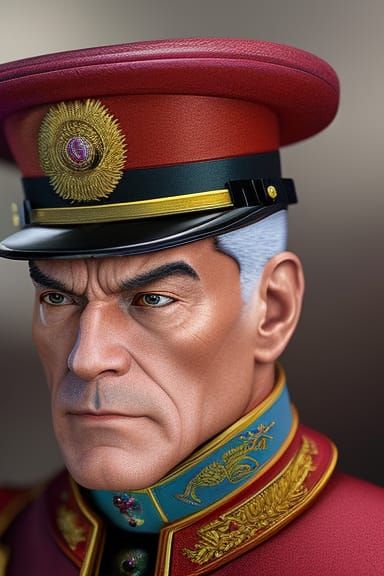 ::M. Bison:: portrait head and shoulders hyperdetailed photo...