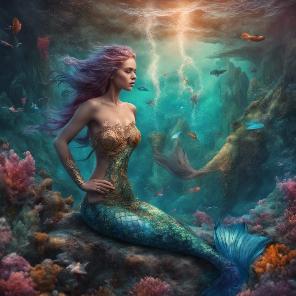 A captivating piece that portrays mystical mermaid in the world of fantasy  by @Cookie_xox