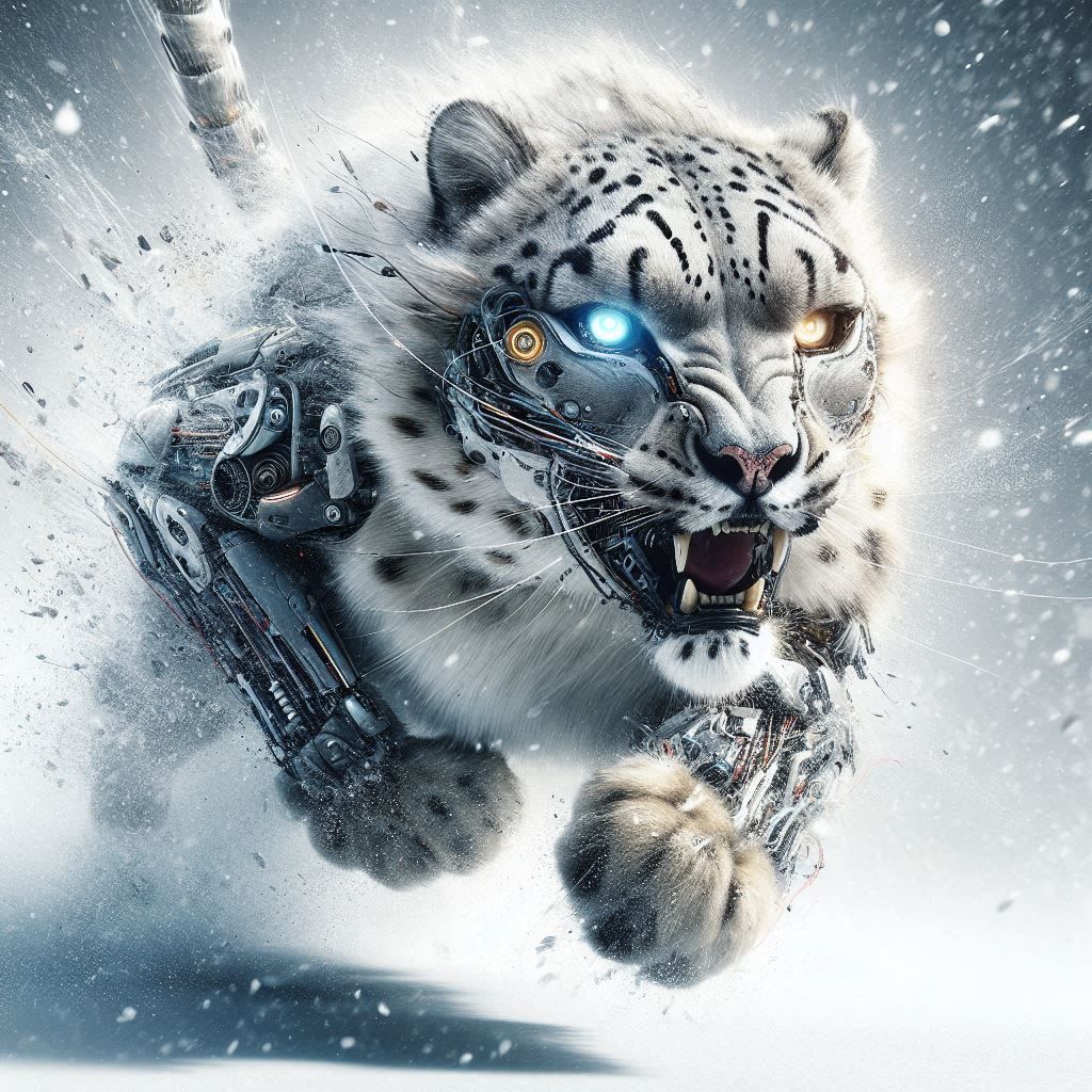 Cyborg snow leopard