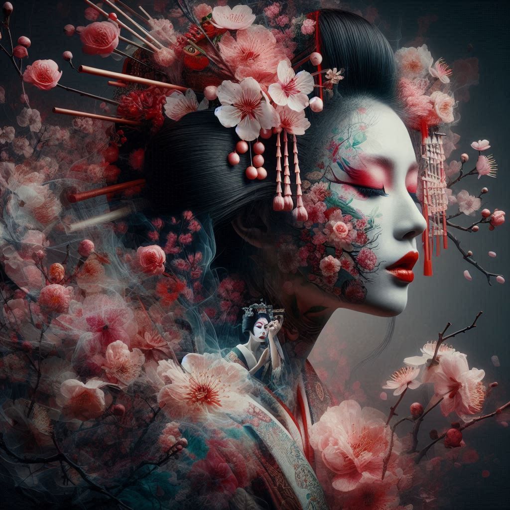 double exposure beautiful fantasy portrait landscape..