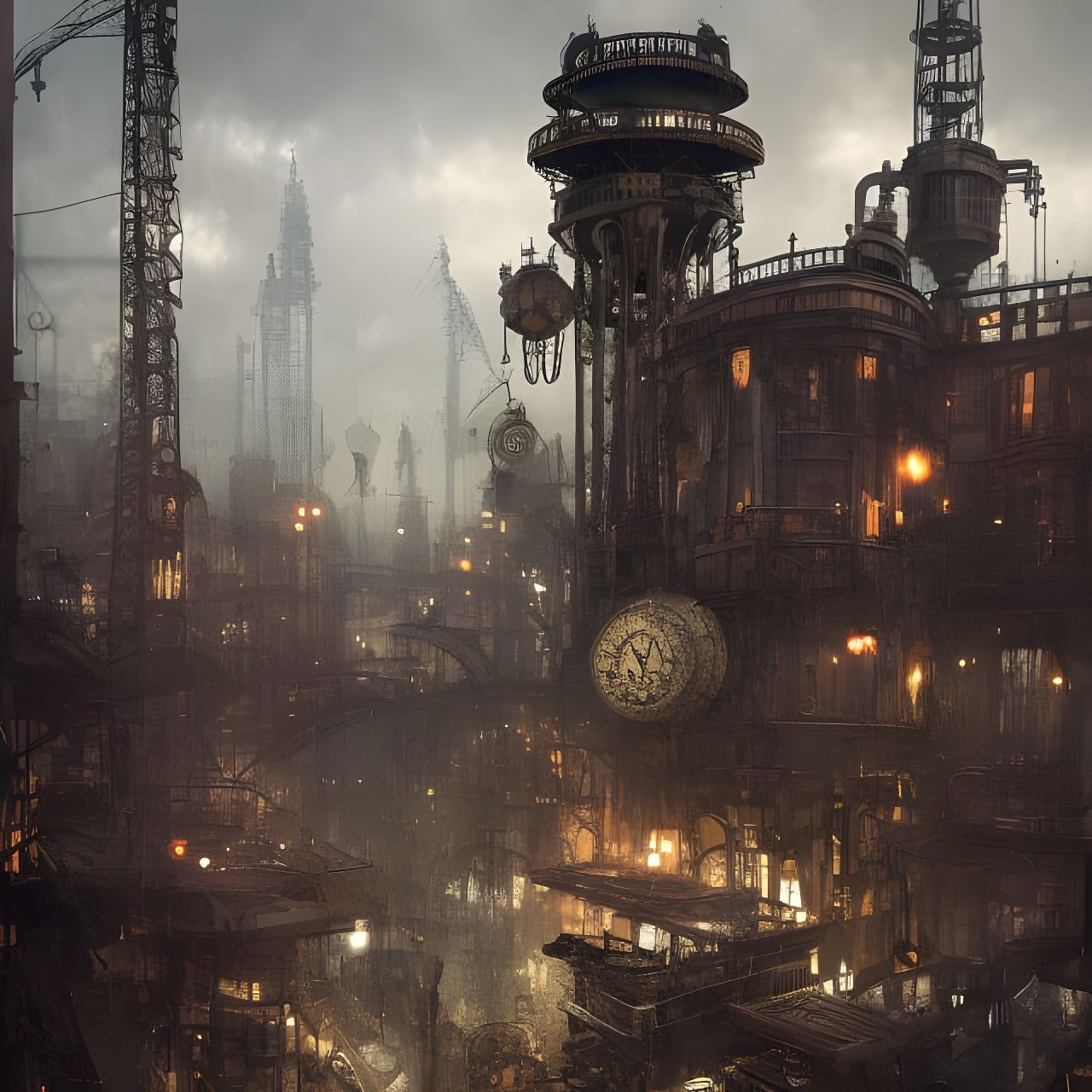 Steampunk City XXXIV - AI Generated Artwork - NightCafe Creator