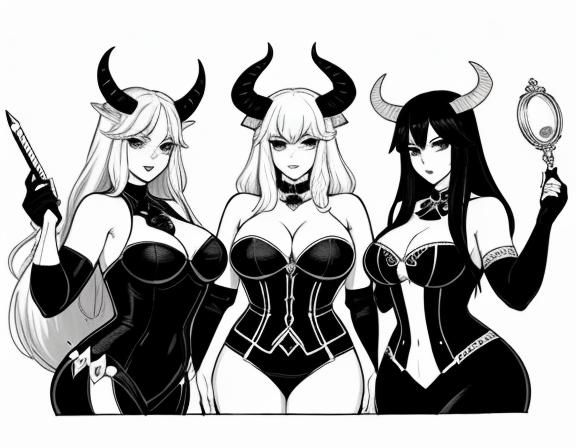 A fantasy illustration of a	Matronly	plus-sized	Minotaur	Hunter	 wearing conservative clothing,	 near ...  by @Lots-of-games-to-play
