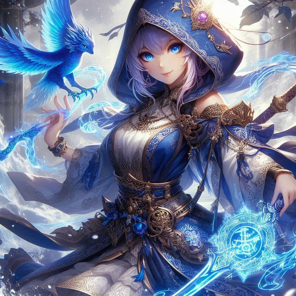 JP Anime ver. Blue Lady warrior by DALL-E 3 (15)