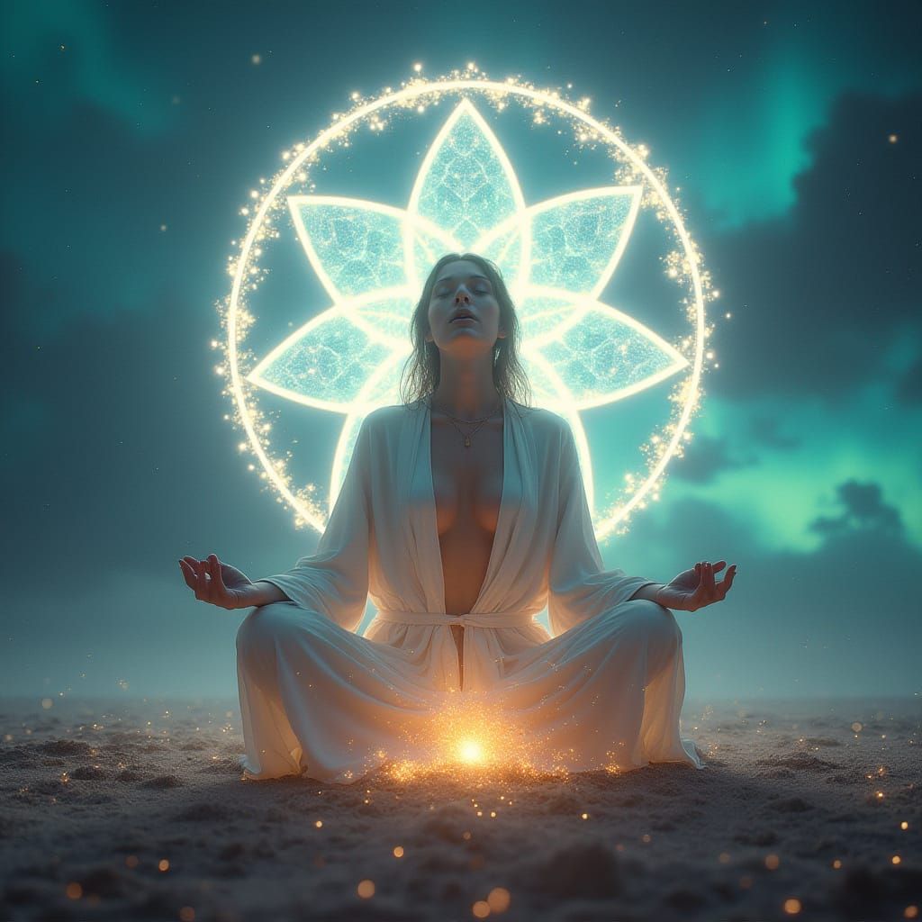 Ethereal Goddess Amidst Celestial Blooms