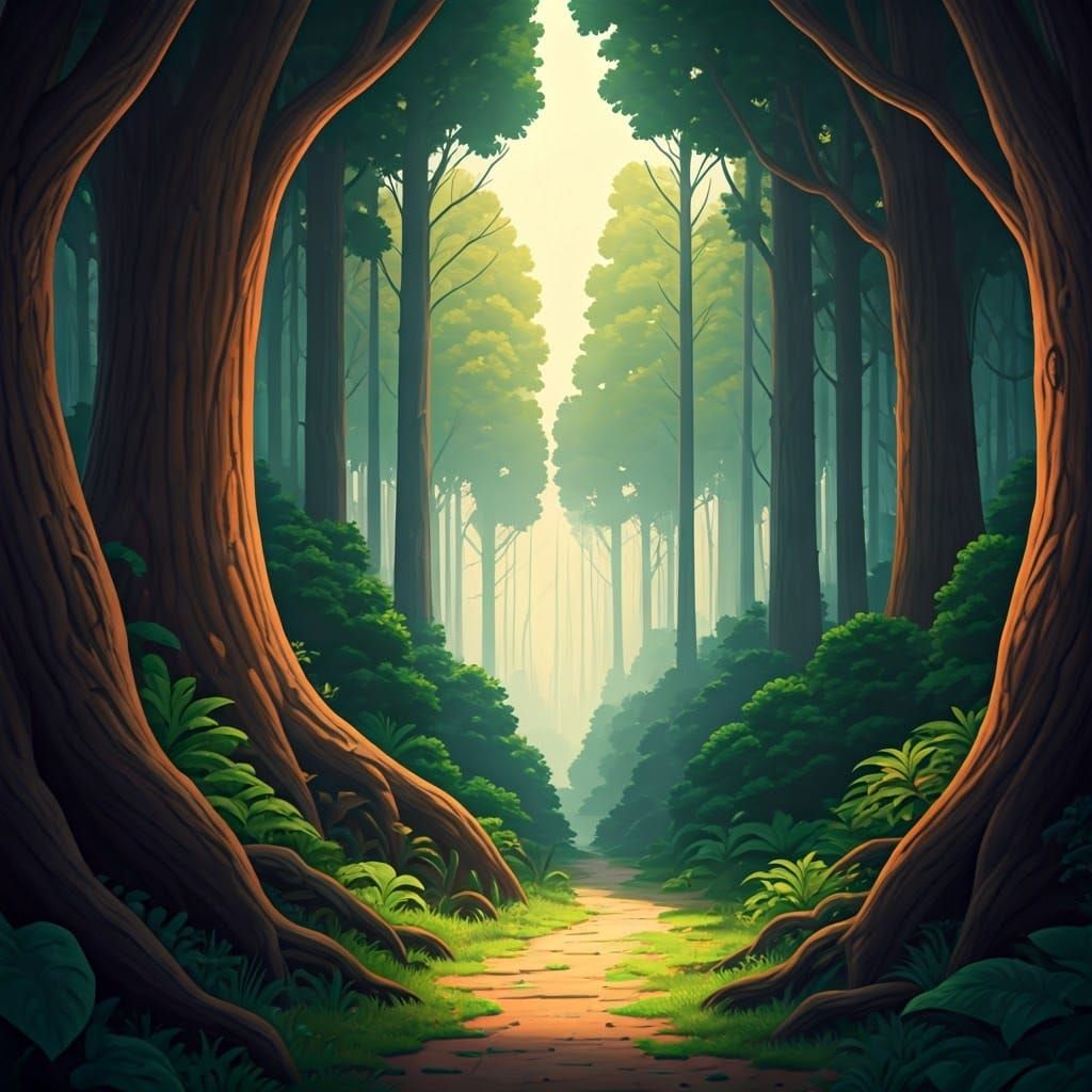 Whimsical Forest in Vibrant Colors