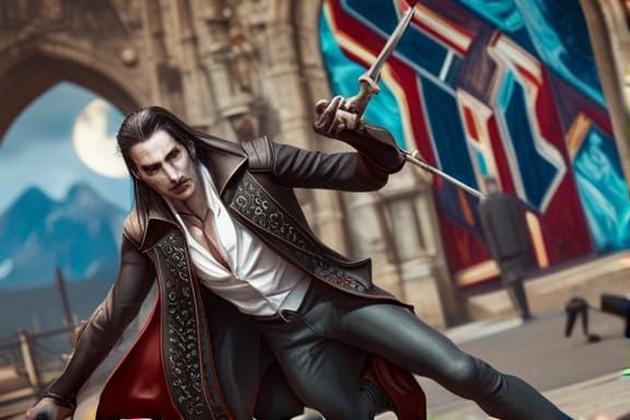 Evil vampire Count Dracula, intricate detail, fantasy concep...