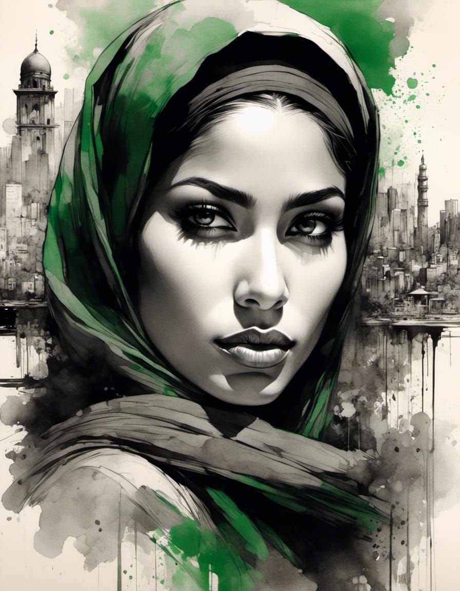 مريم (Maryam) | 🇵🇸 splash art portrait (Sketch artist)