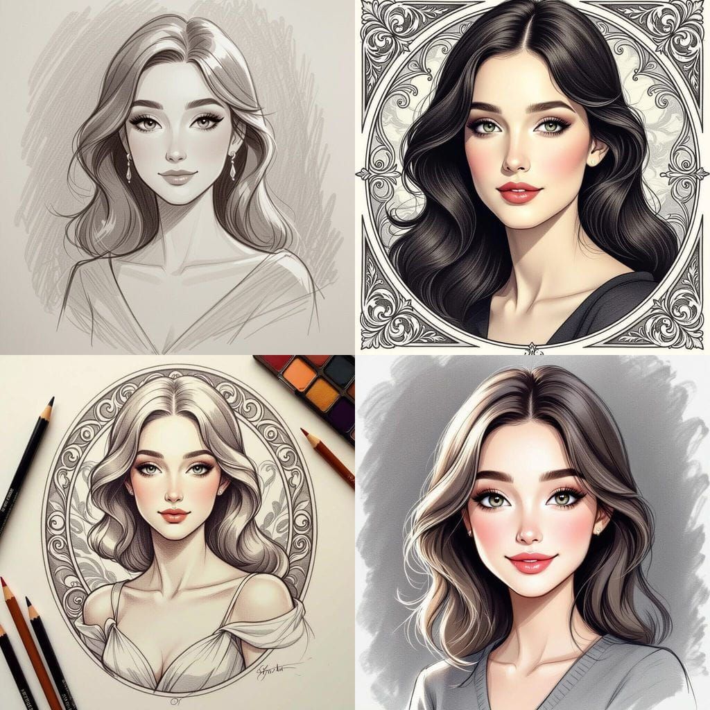 Elegant Woman Sketch: Soulmate Portrait