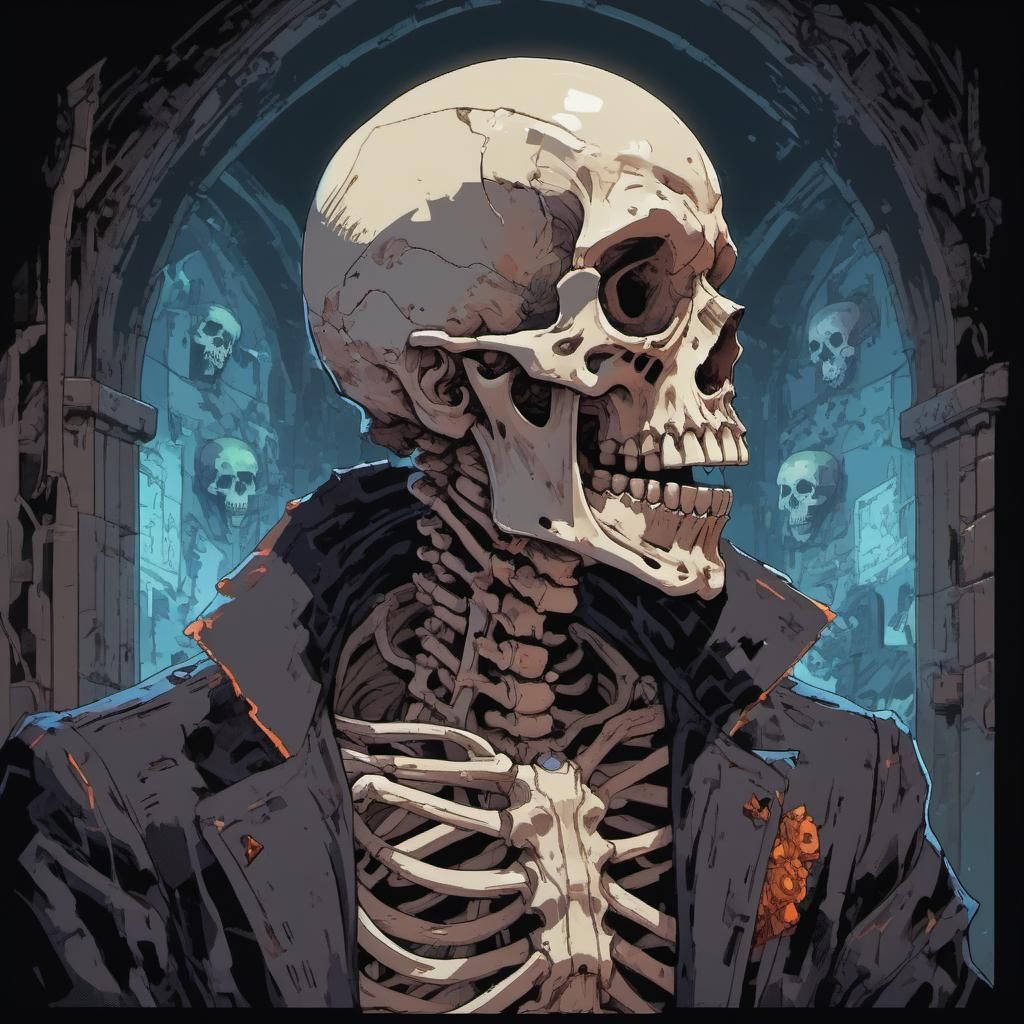 Skeleton Necromancer in 80s Anime Pixel Art