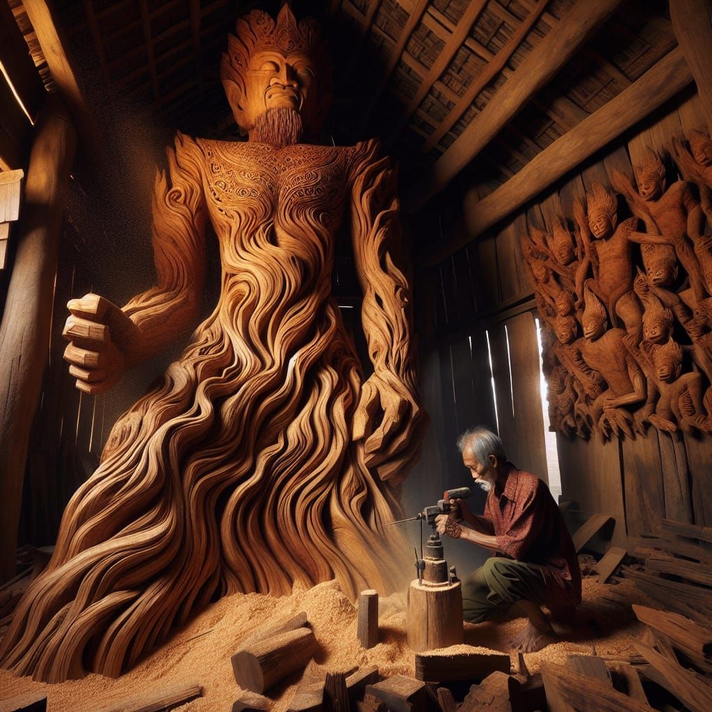 Wood sculpting AI Generated Artwork NightCafe Creator