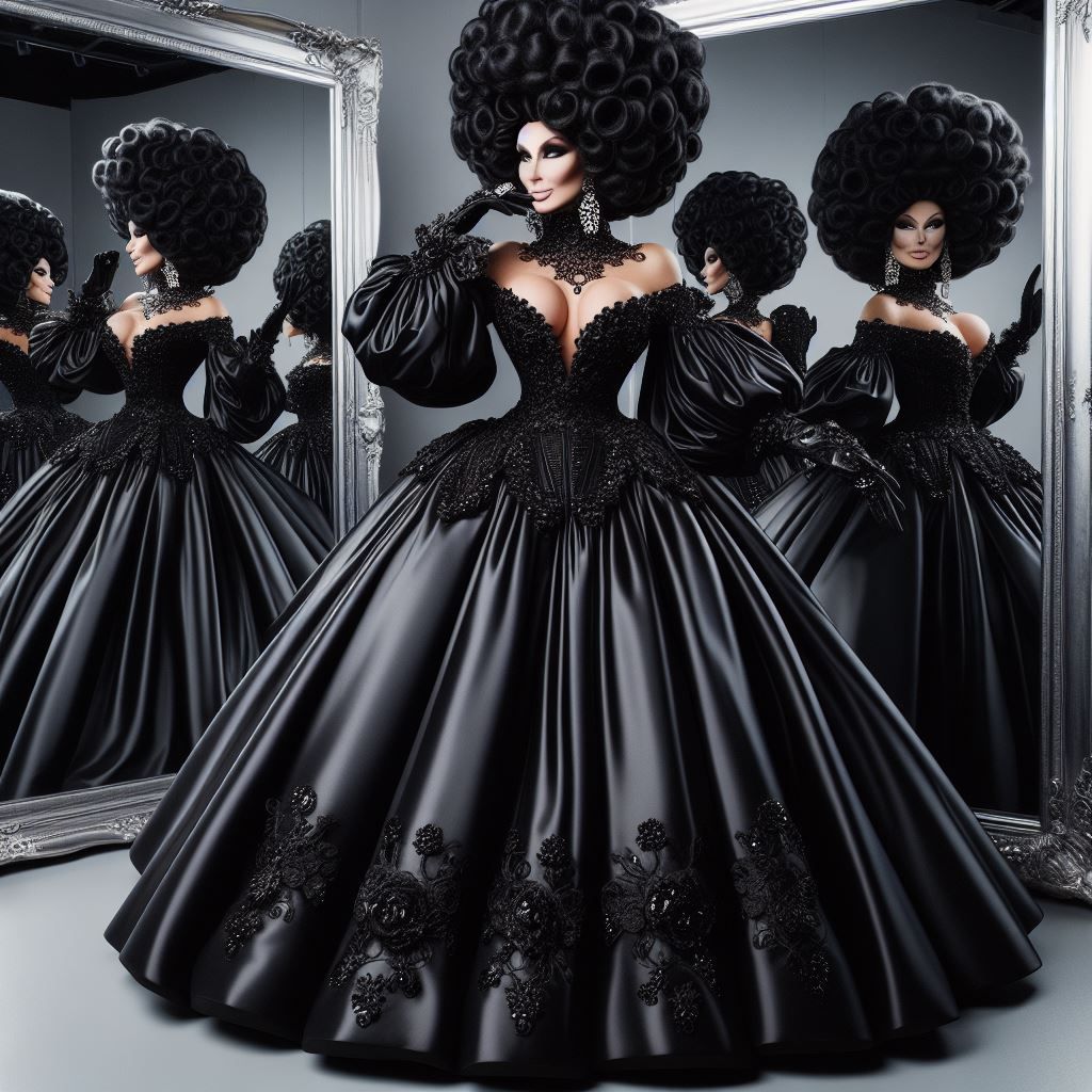 POMPÖÖS Satin Couture Mature Drag Queen.