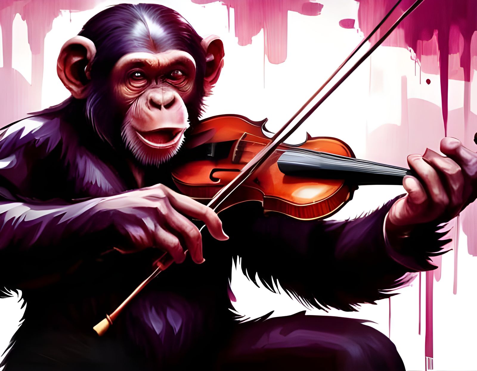 Chimpanzee play violin - AI Generated Artwork - NightCafe Creator