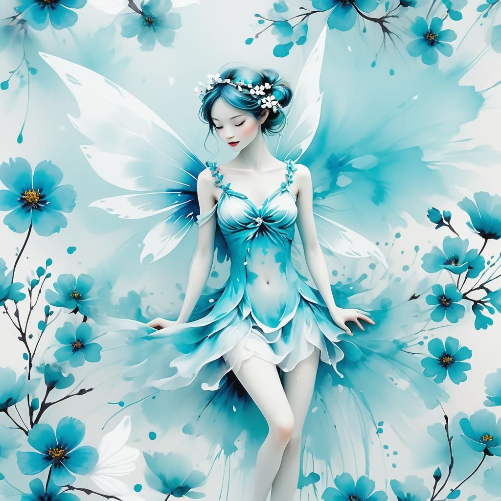 Fairy in turquoise meadow   by @Martinacats 