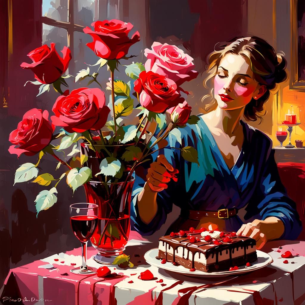 saint Valentin des amoureux s'offrent des roses rouges et de...