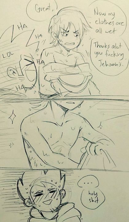 TOM WHAT??? I js got soaked and bro is staring ToT