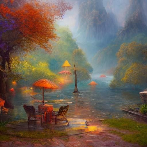 Women Playing Mahjong in Expressionist Oil Painting Style