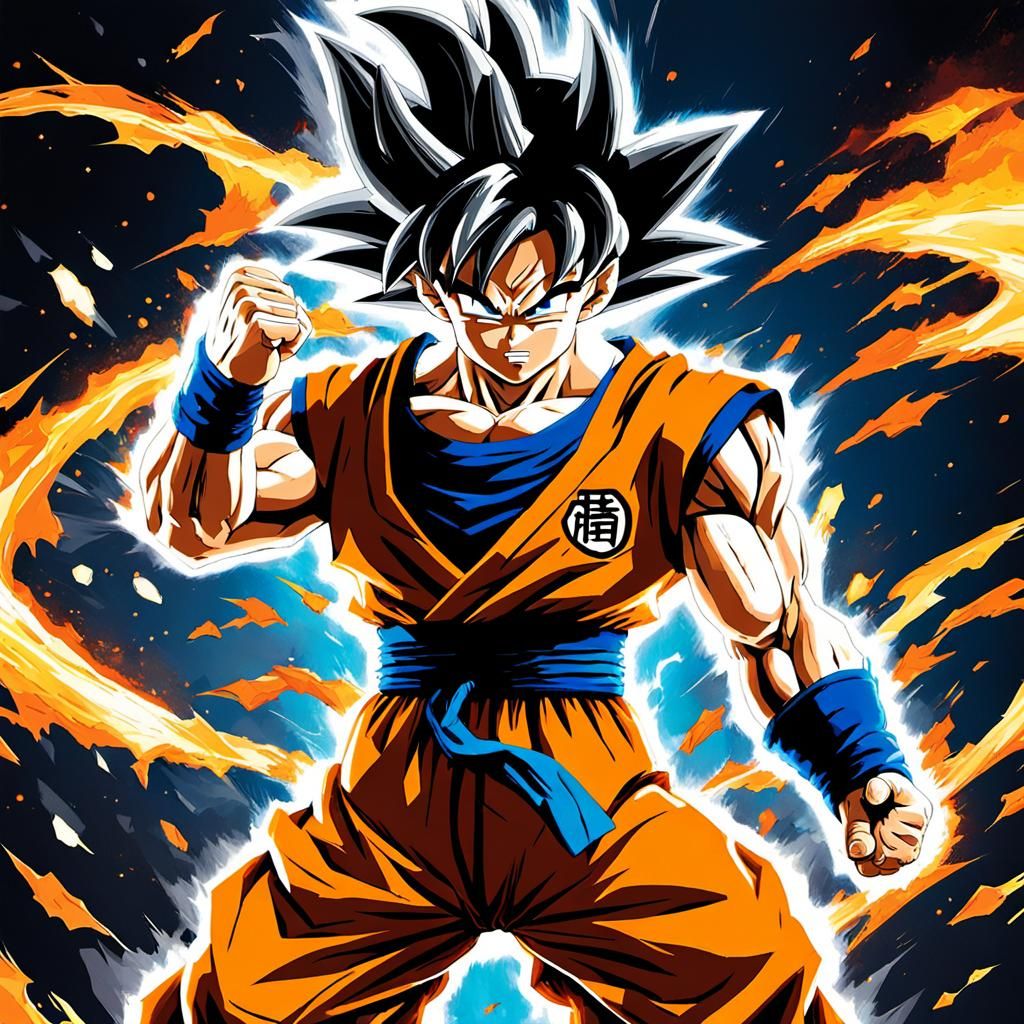 (full color anime:1,5) Dynamic and iconic, Goku from 