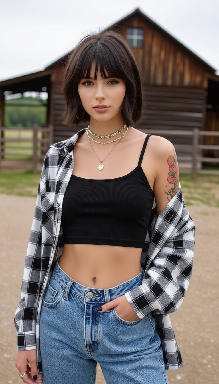 Young Woman at Ranch in Comic Book Art Style