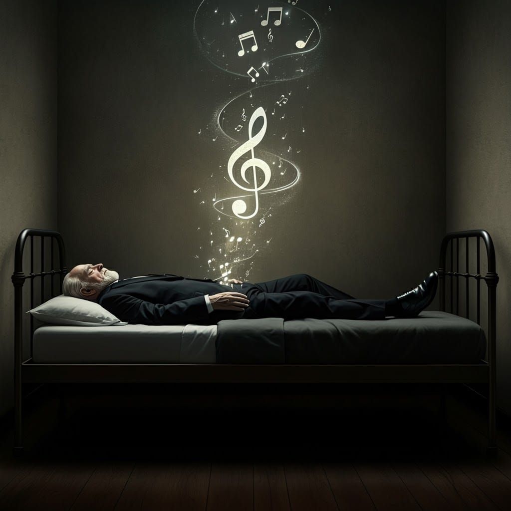 The soul of a musician leaving his body