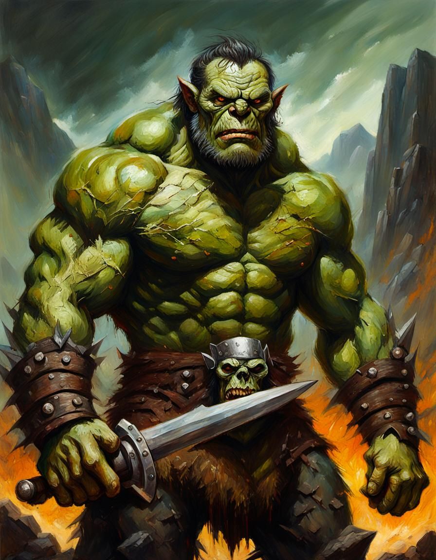 Orc monster massive muscular muscle Man Savage worrior