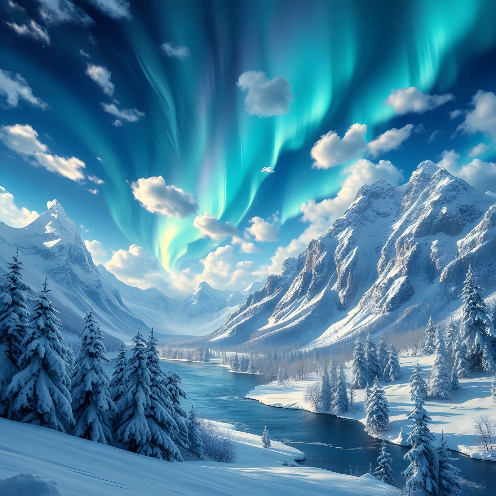 Ethereal Winter Dreamscape in Prismatic Gel Ink